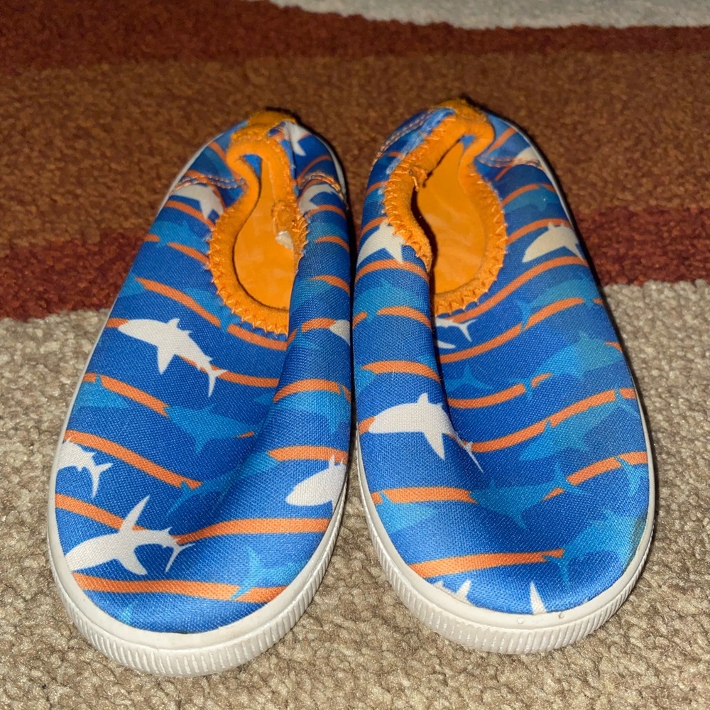 Kids Blue and Orange Shark Print Shoes